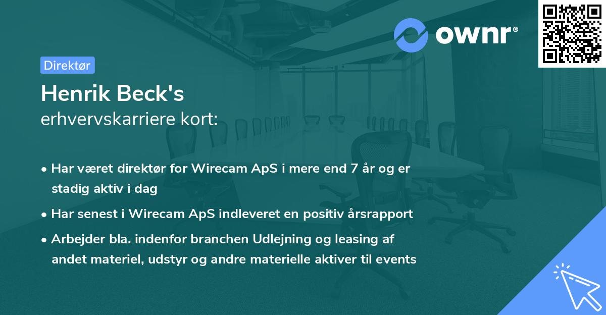 Henrik Beck's erhvervskarriere kort