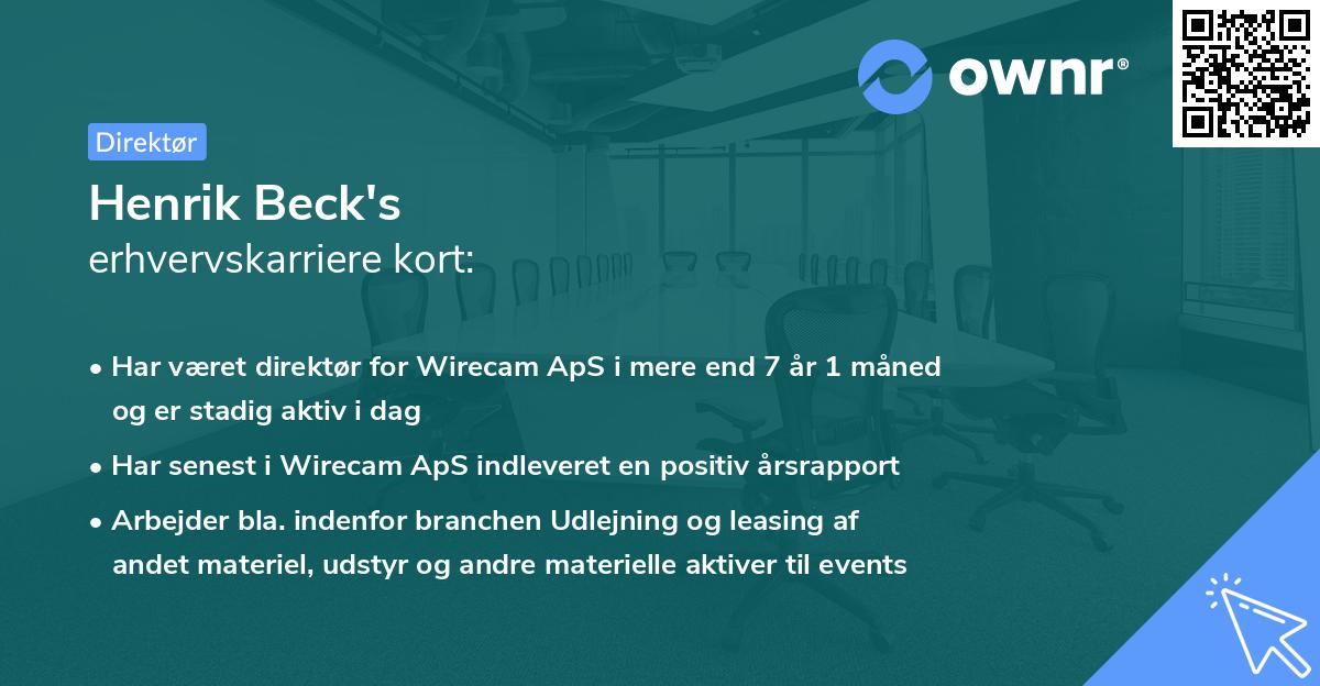 Henrik Beck's erhvervskarriere kort