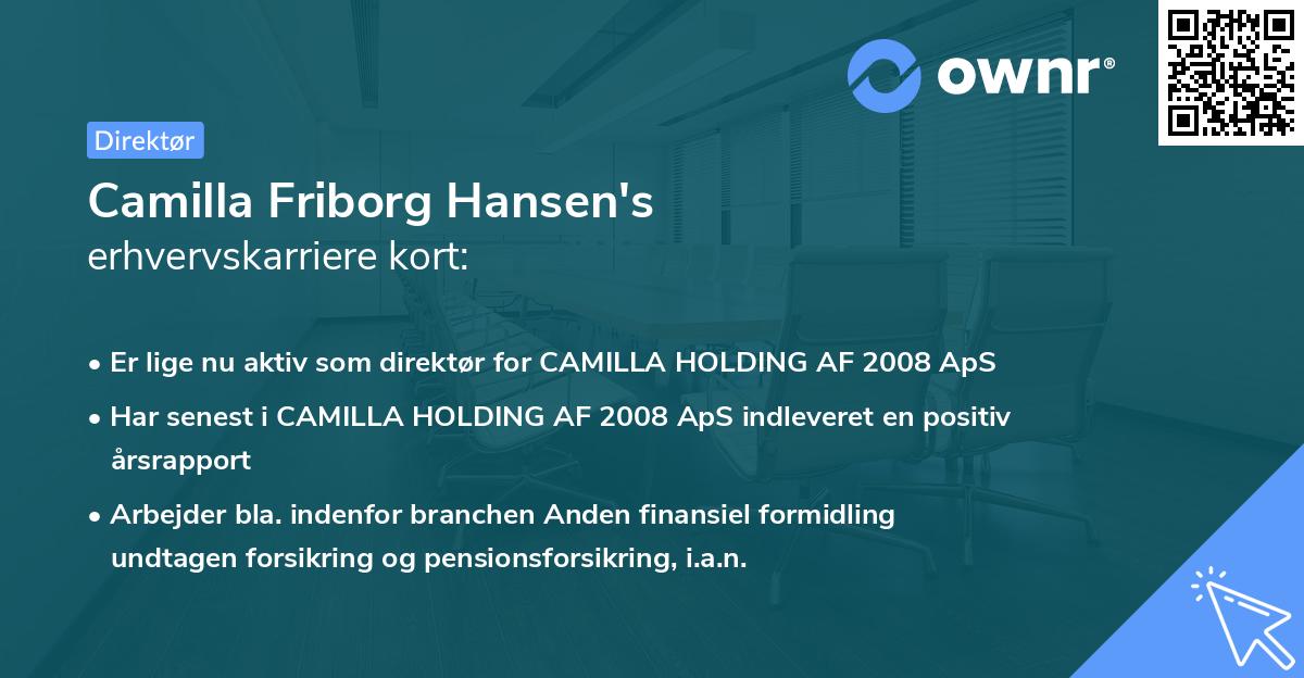 Camilla Friborg Hansen's erhvervskarriere kort