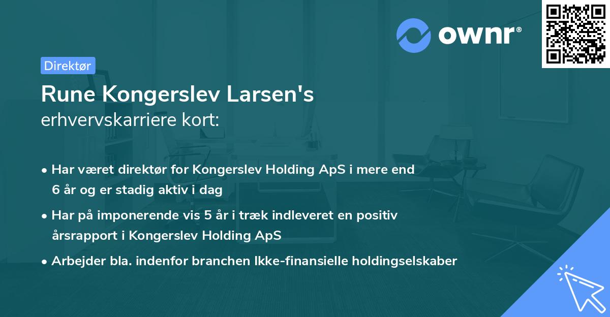 Rune Kongerslev Larsen's erhvervskarriere kort