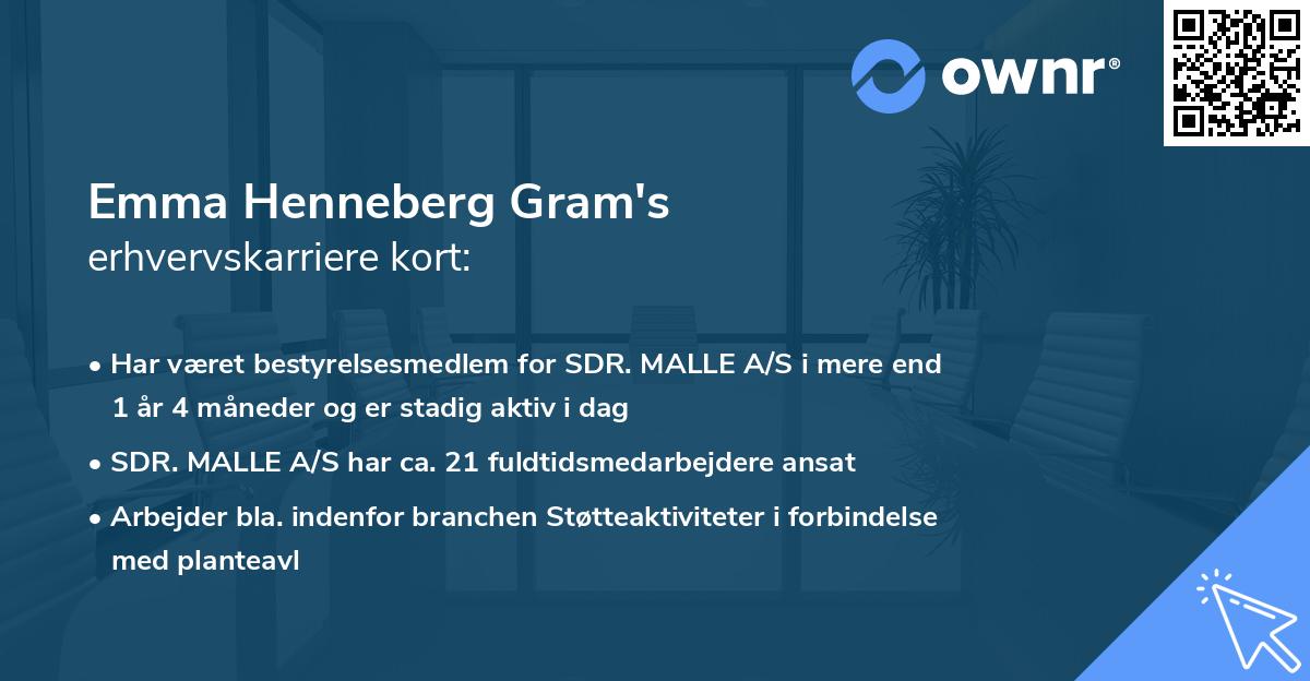 Emma Henneberg Gram's erhvervskarriere kort