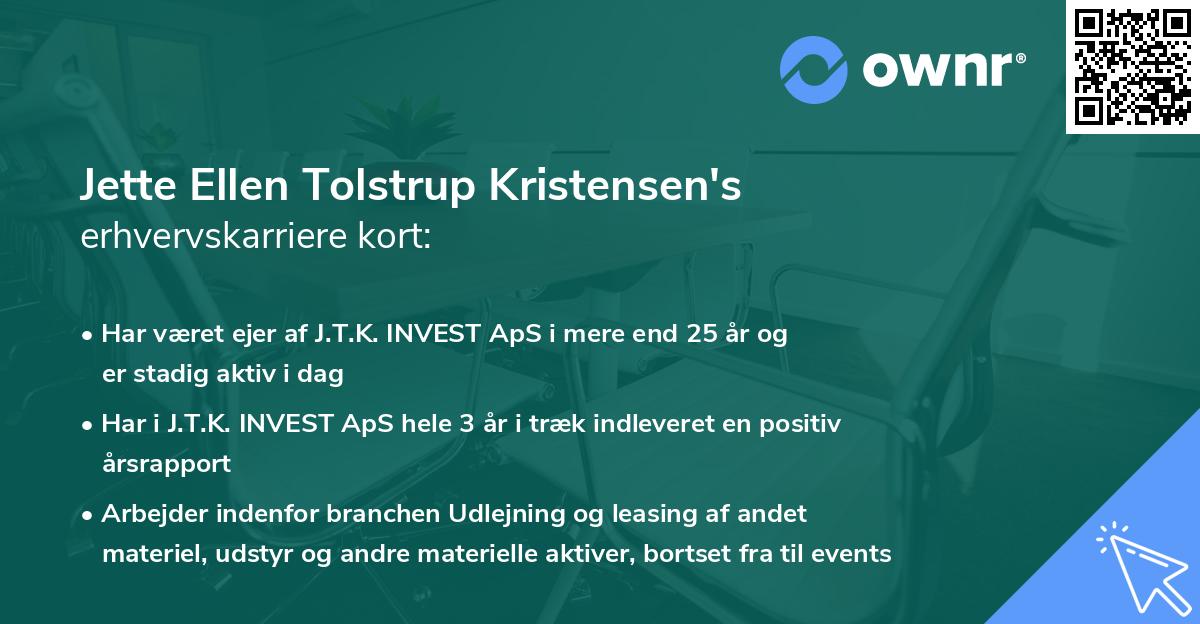Jette Ellen Tolstrup Kristensen's erhvervskarriere kort