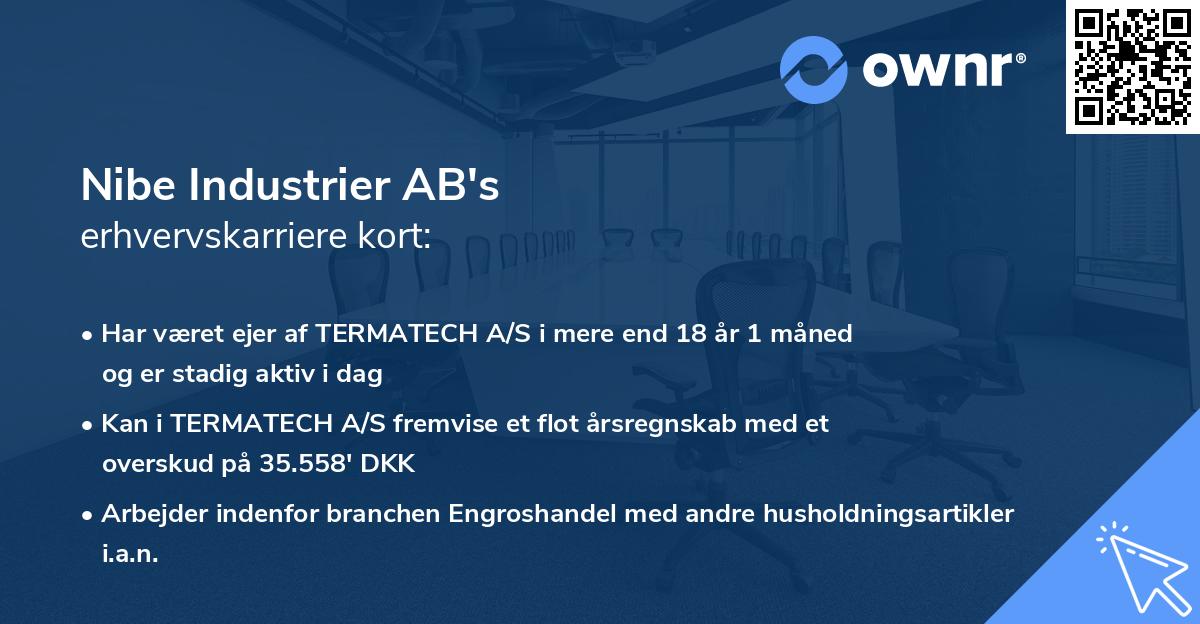 Nibe Industrier AB's erhvervskarriere kort