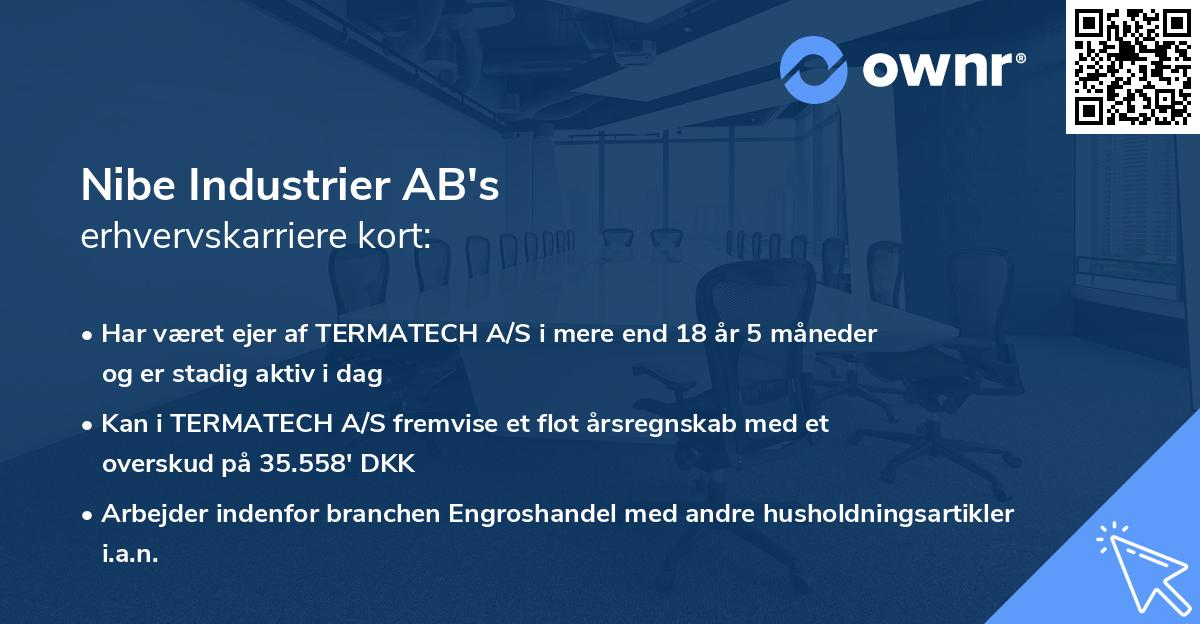 Nibe Industrier AB's erhvervskarriere kort