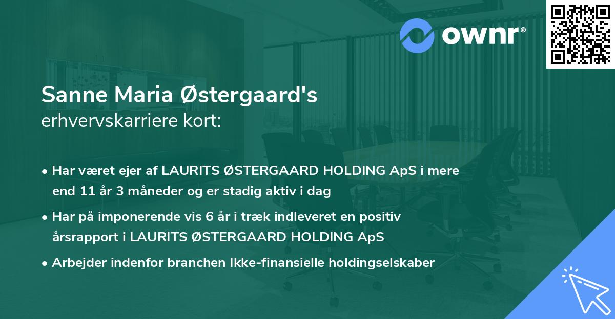 Sanne Maria Østergaard's erhvervskarriere kort
