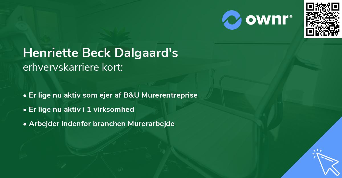 Henriette Beck Dalgaard's erhvervskarriere kort