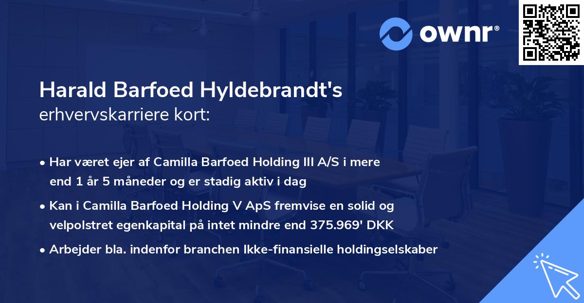 Harald Barfoed Hyldebrandt's erhvervskarriere kort