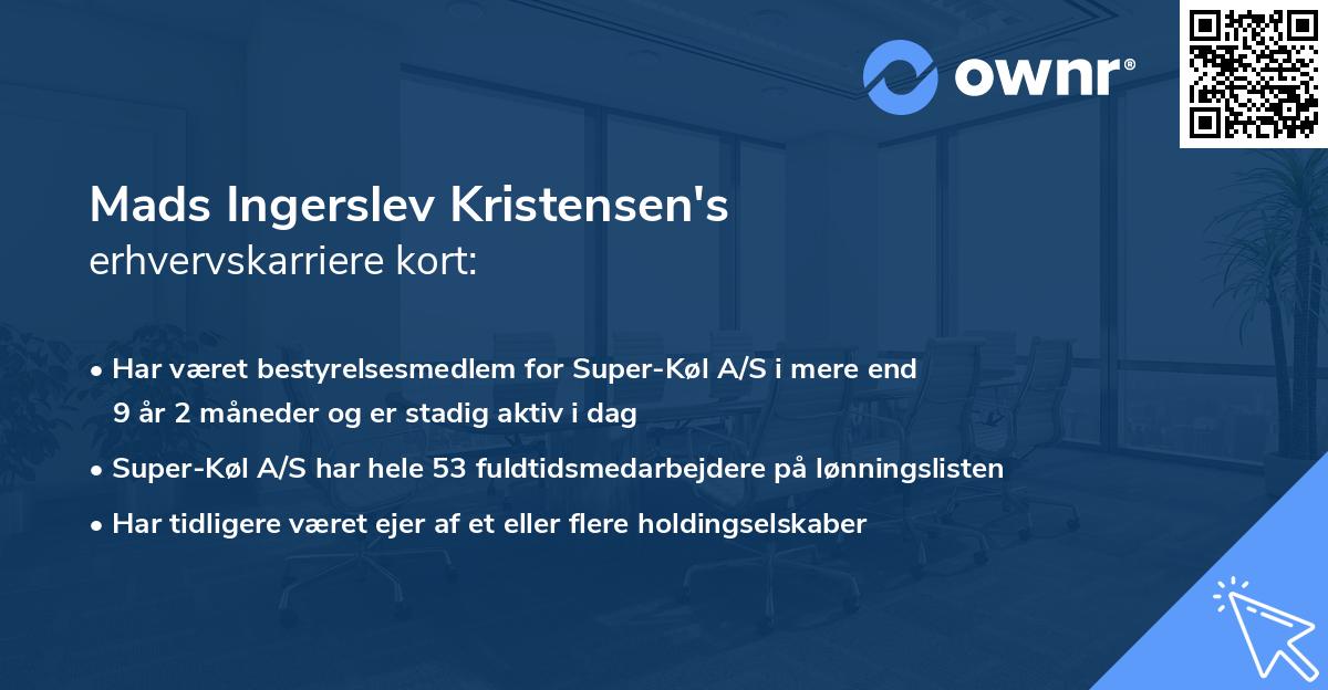 Mads Ingerslev Kristensen's erhvervskarriere kort