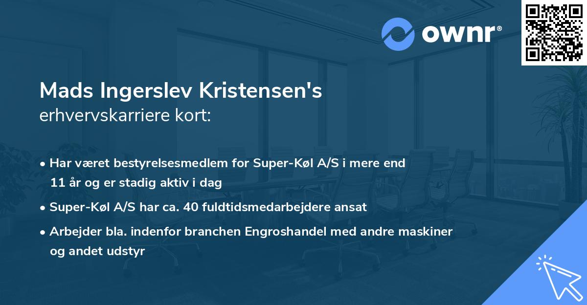 Mads Ingerslev Kristensen's erhvervskarriere kort