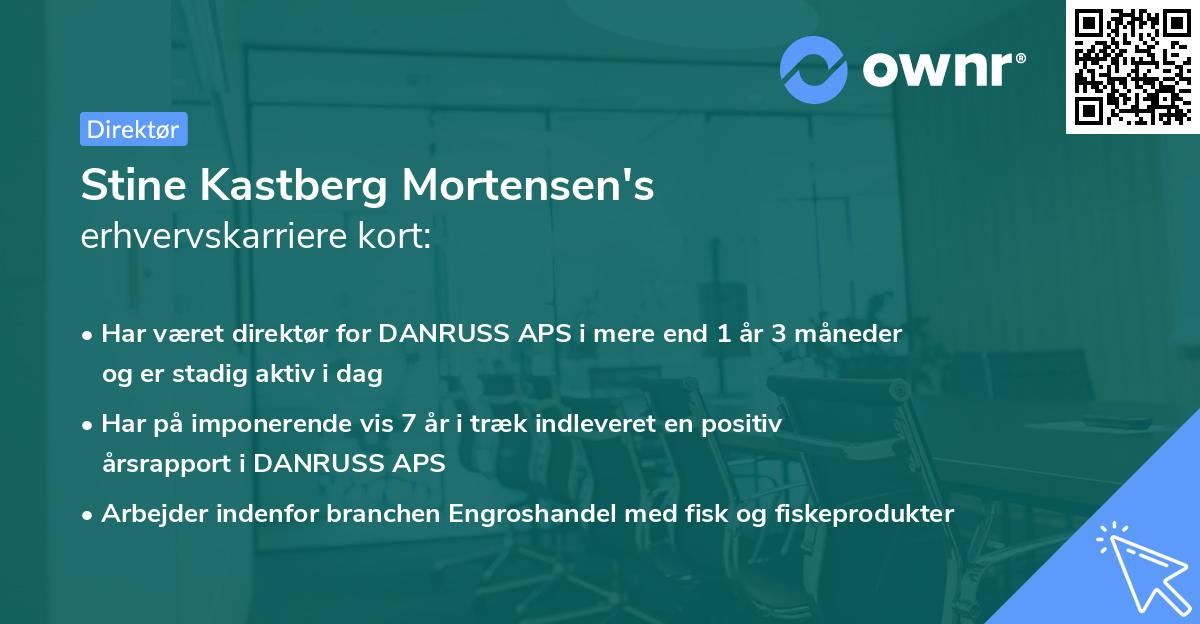 Stine Kastberg Mortensen's erhvervskarriere kort