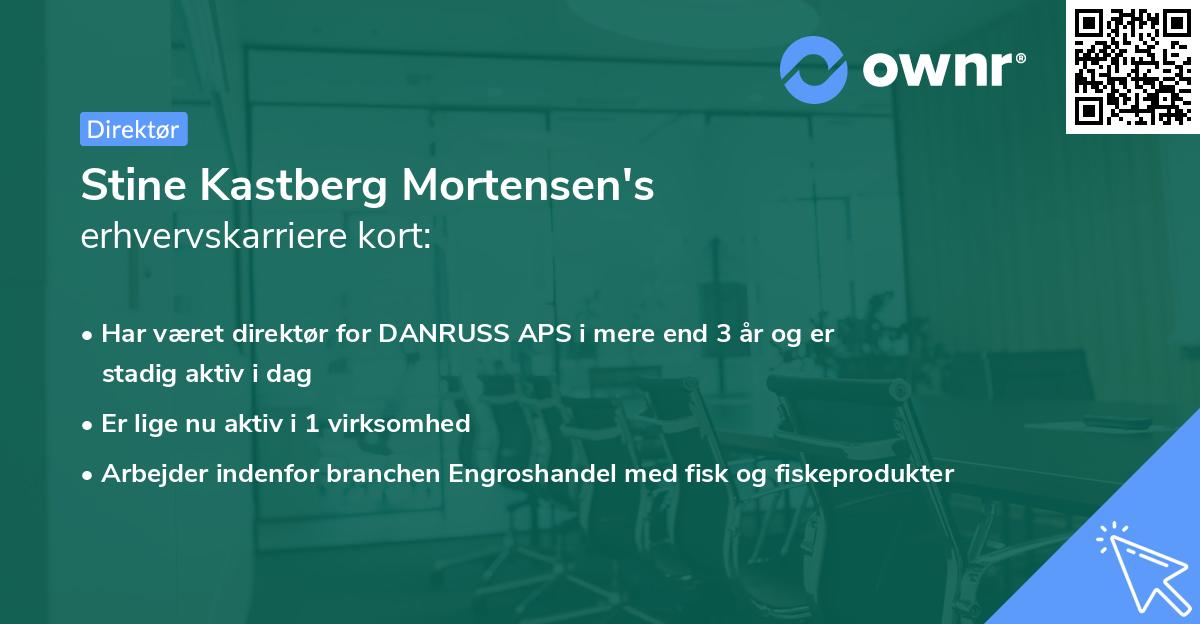 Stine Kastberg Mortensen's erhvervskarriere kort