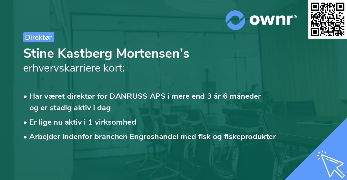 Stine Kastberg Mortensen's erhvervskarriere kort