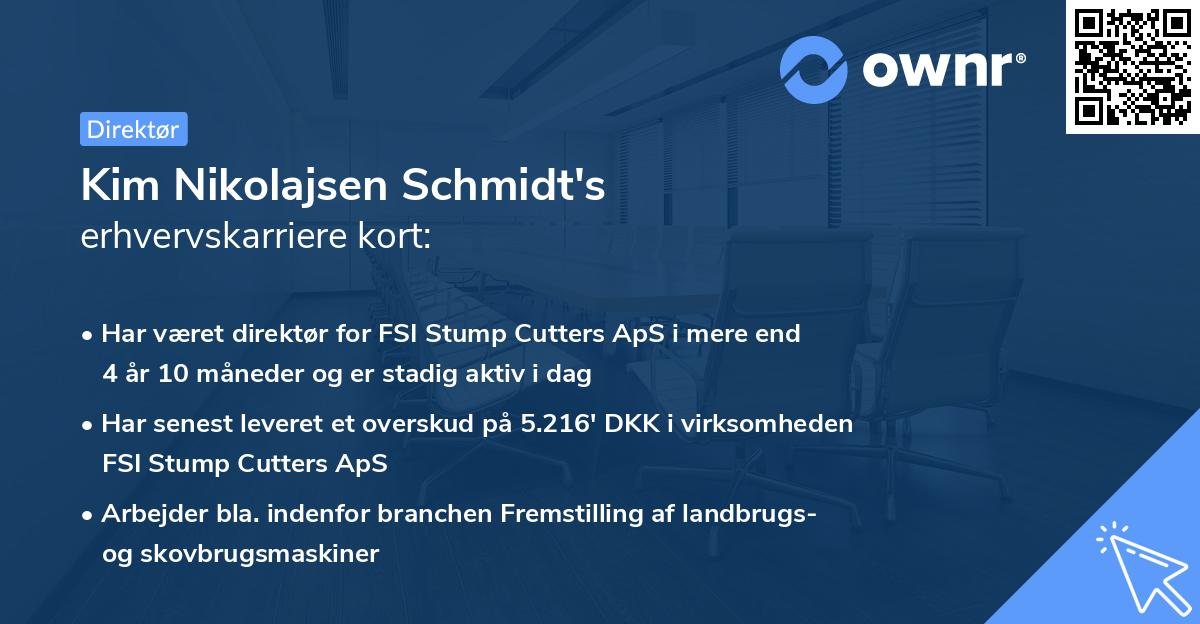 Kim Nikolajsen Schmidt's erhvervskarriere kort