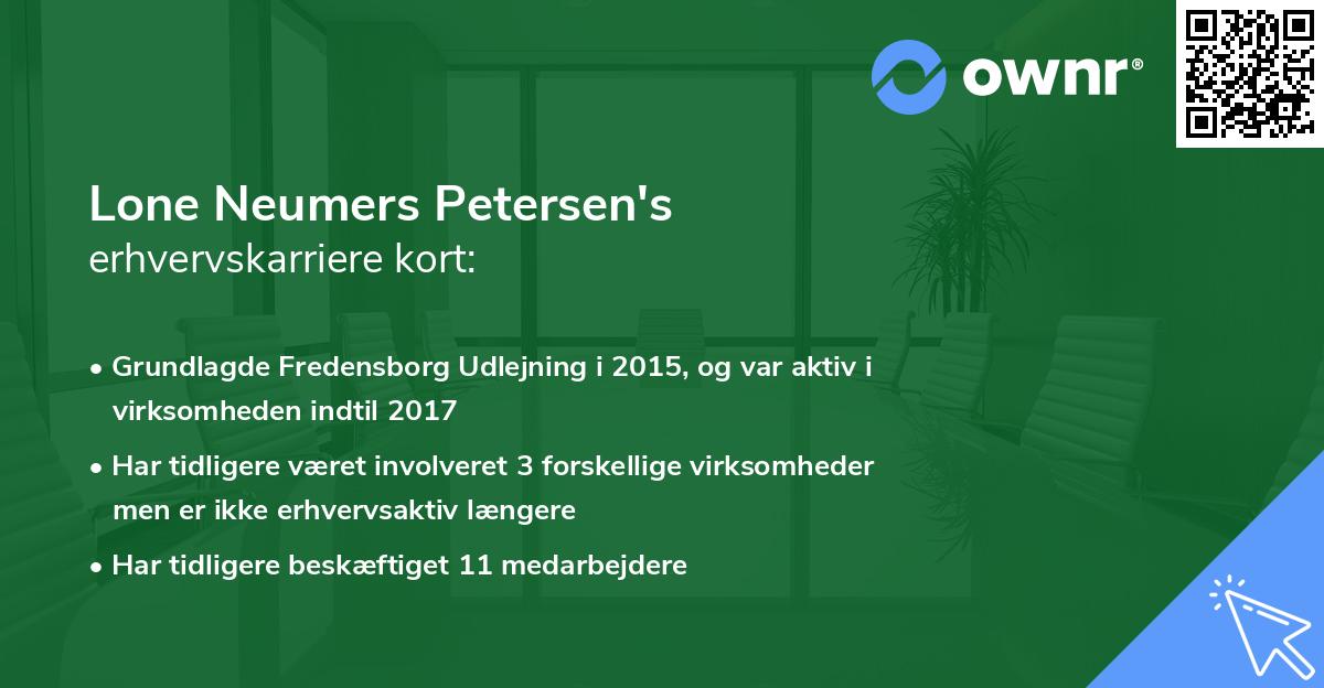 Lone Neumers Petersen's erhvervskarriere kort