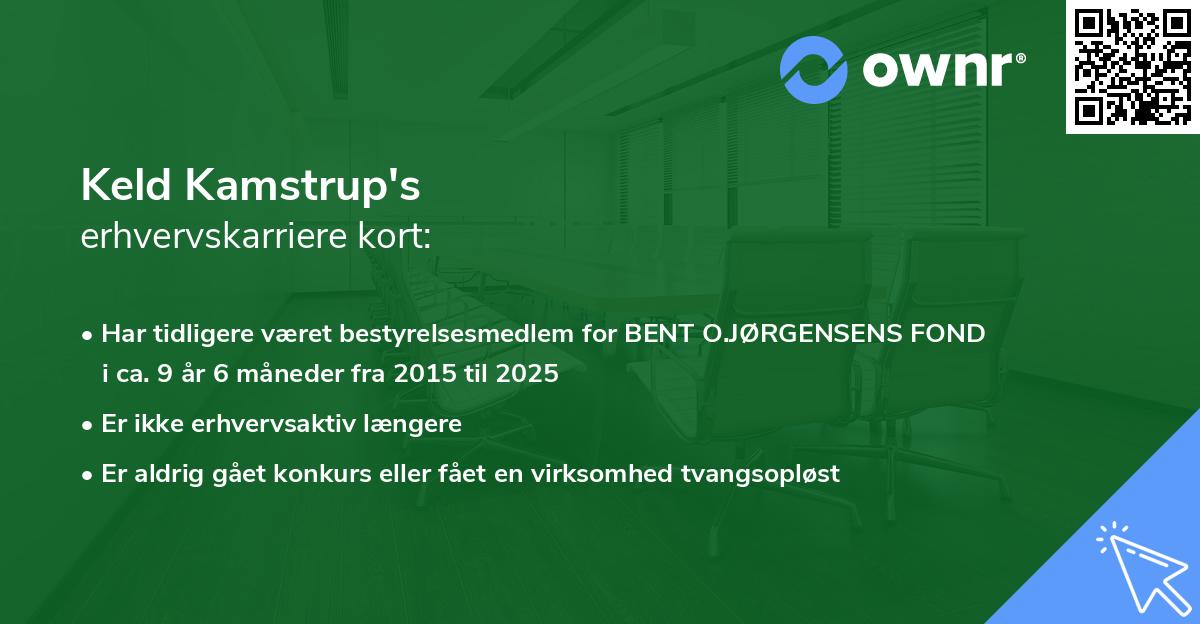 Keld Kamstrup's erhvervskarriere kort