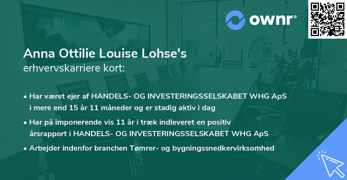 Anna Ottilie Louise Lohse's erhvervskarriere kort