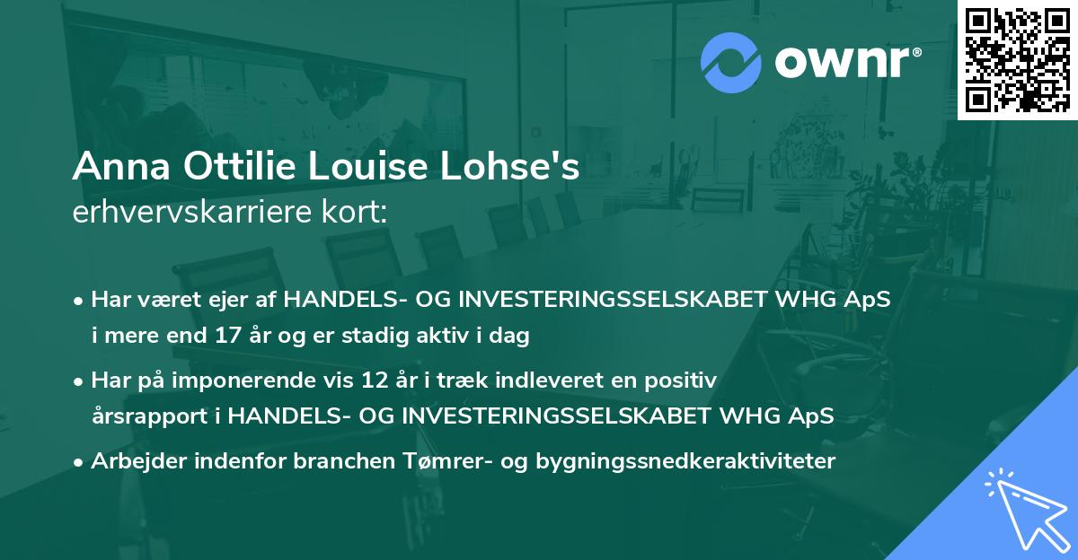 Anna Ottilie Louise Lohse's erhvervskarriere kort