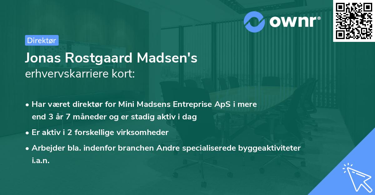 Jonas Rostgaard Madsen's erhvervskarriere kort