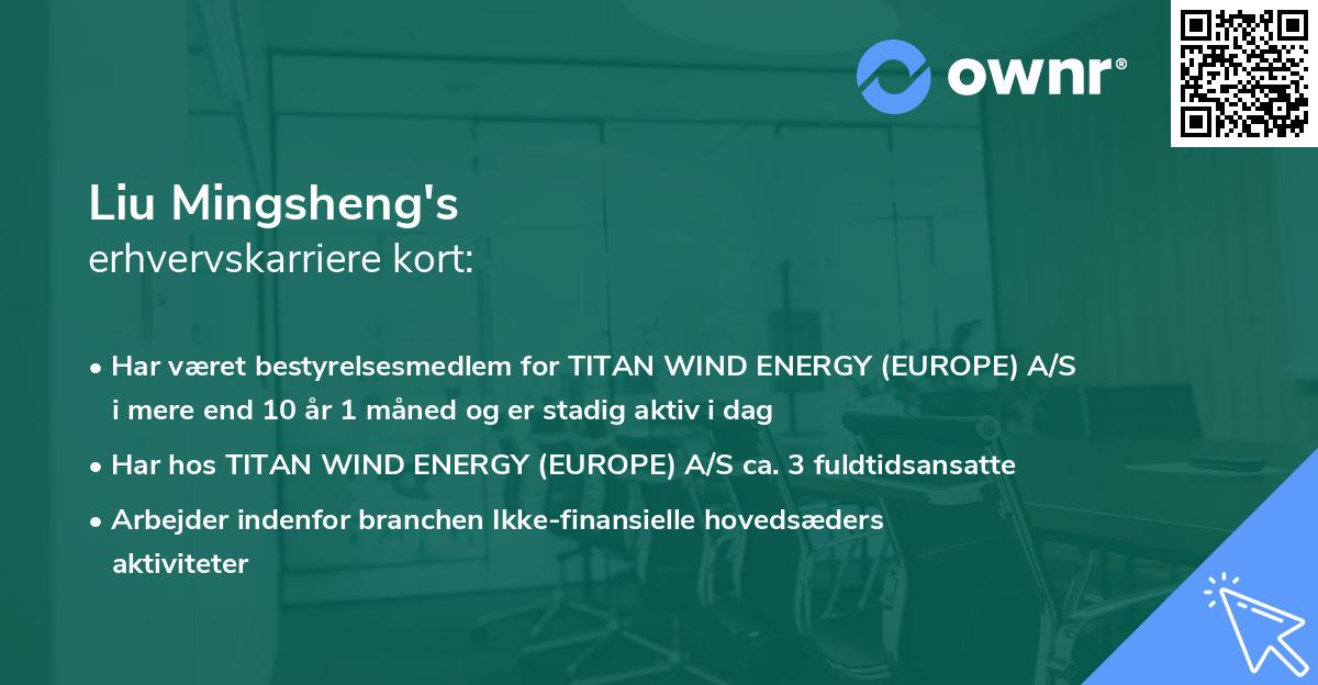 Liu Mingsheng's erhvervskarriere kort