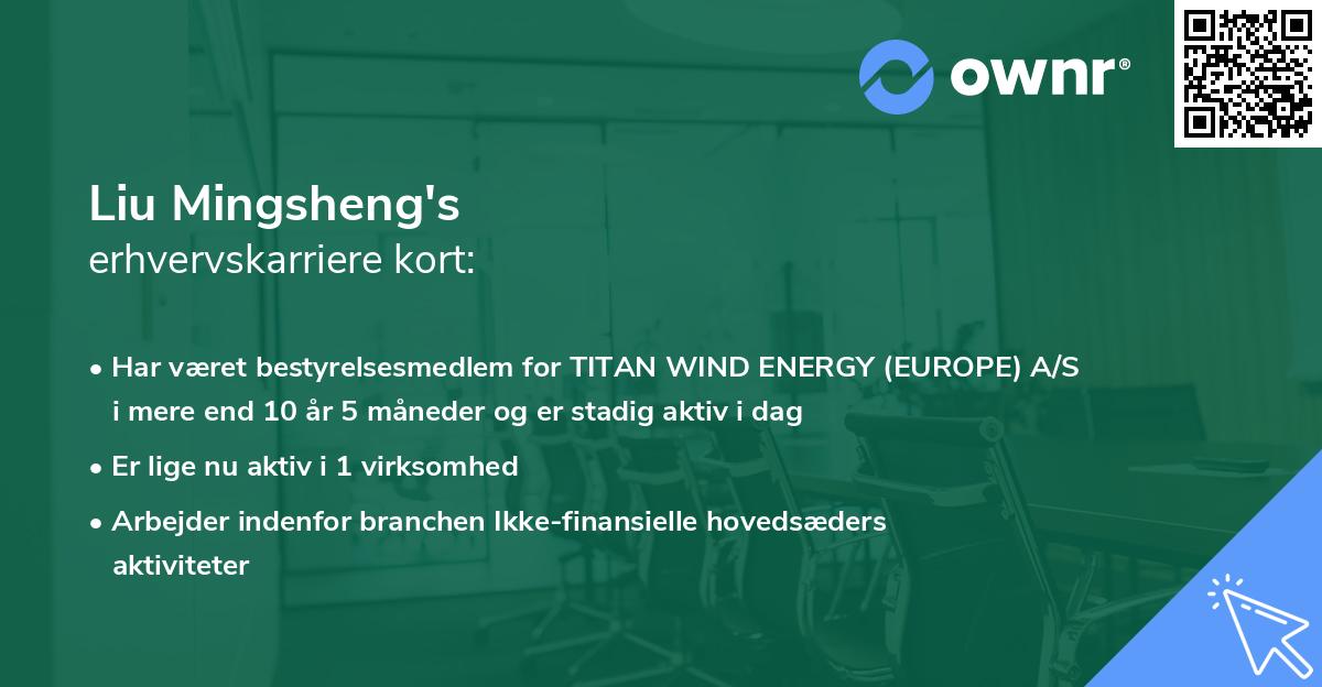 Liu Mingsheng's erhvervskarriere kort