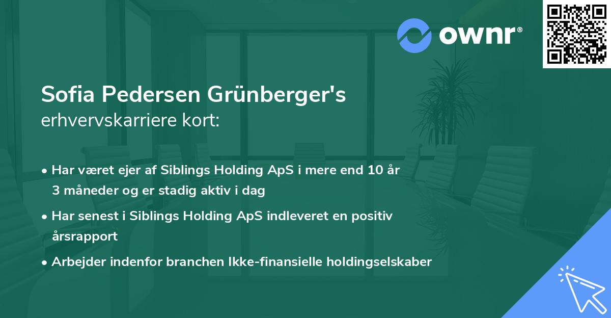 Sofia Pedersen Grünberger's erhvervskarriere kort