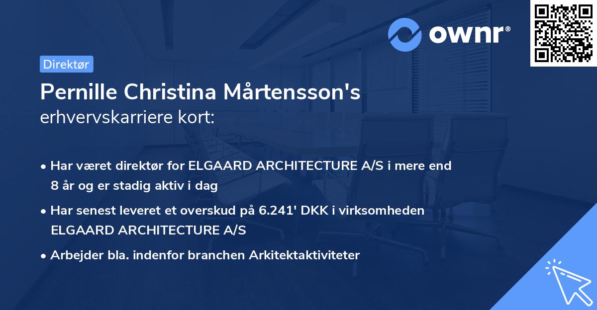 Pernille Christina Mårtensson's erhvervskarriere kort