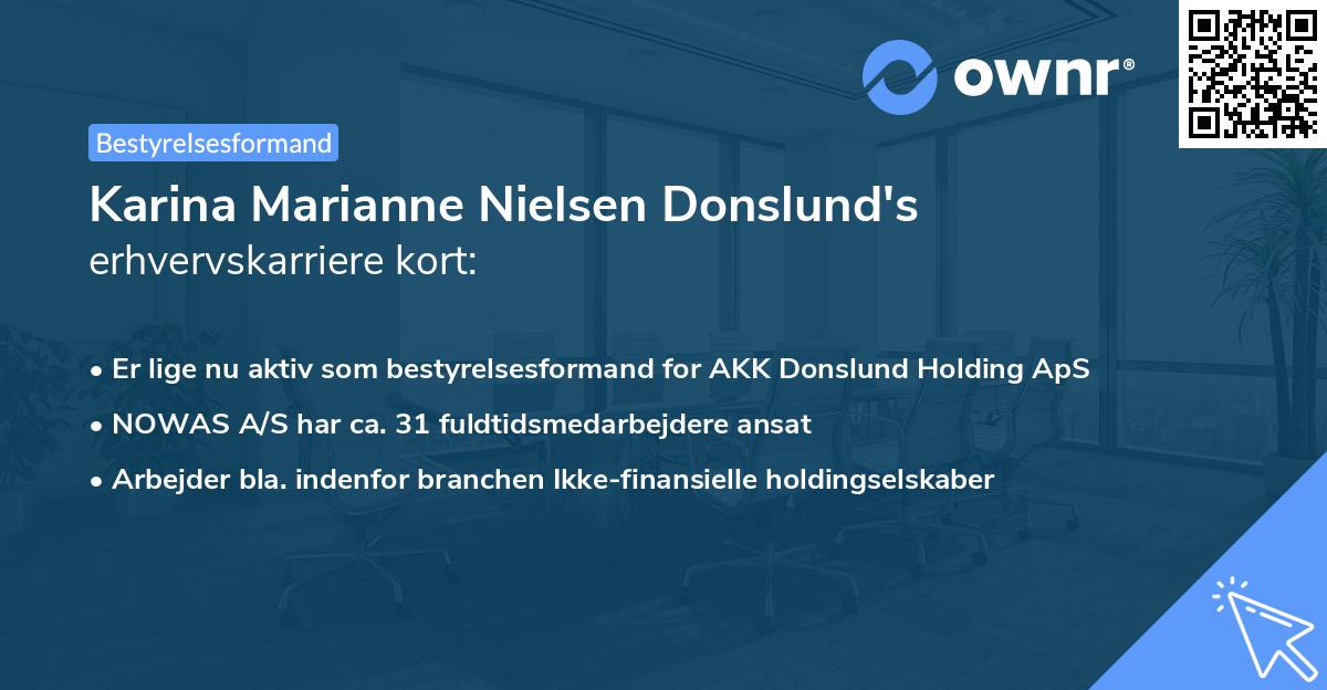Karina Marianne Nielsen Donslund's erhvervskarriere kort