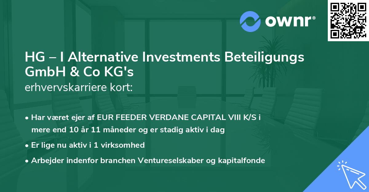 HG – I Alternative Investments Beteiligungs GmbH & Co KG's erhvervskarriere kort