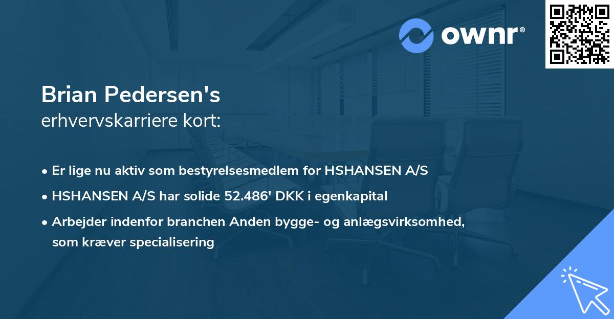 Brian Pedersen's erhvervskarriere kort