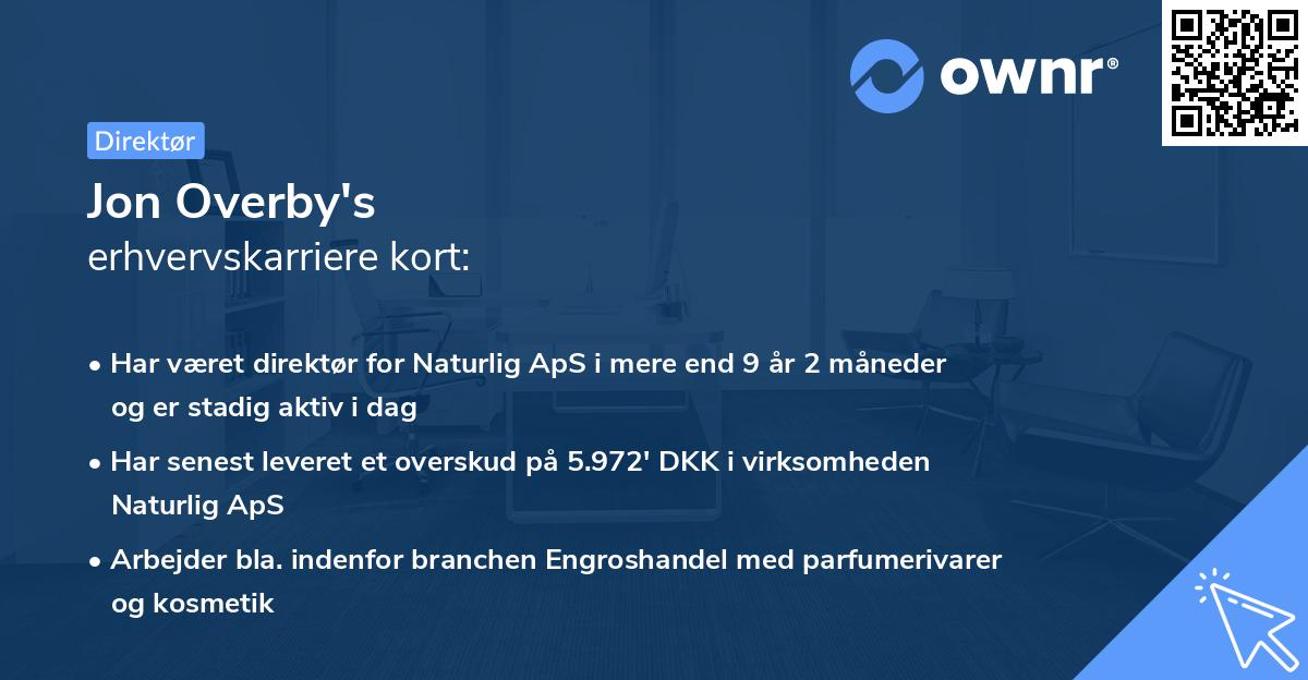 Jon Overby's erhvervskarriere kort