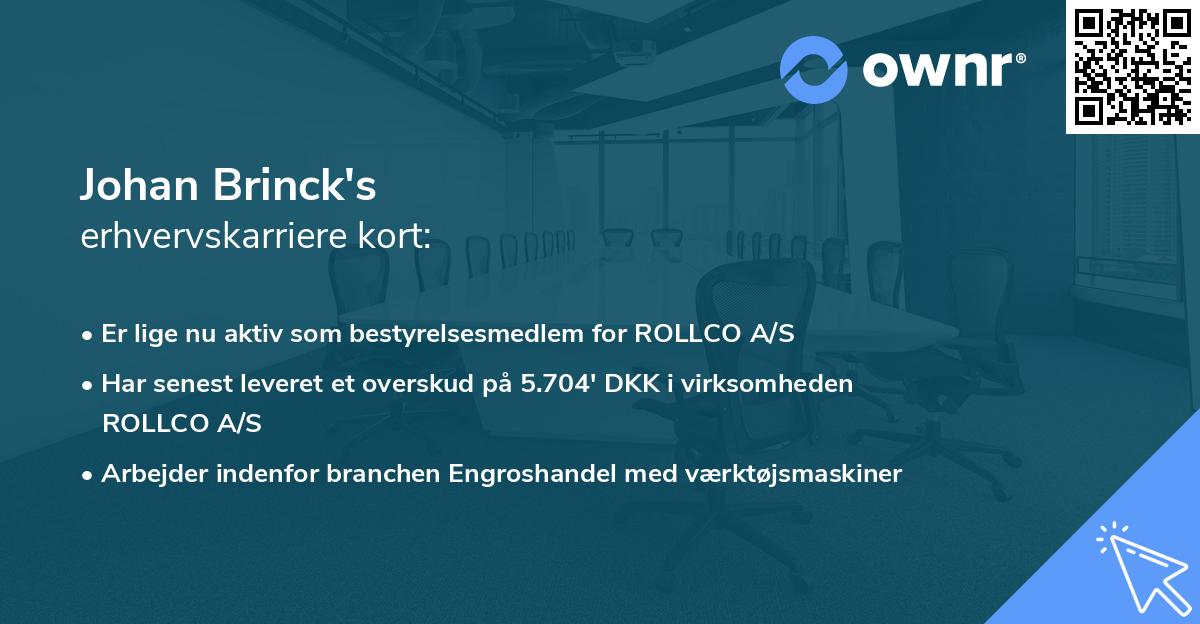 Johan Brinck's erhvervskarriere kort