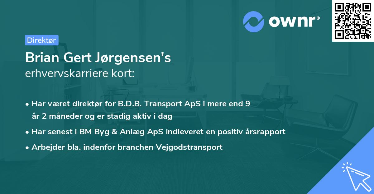 Brian Gert Jørgensen's erhvervskarriere kort