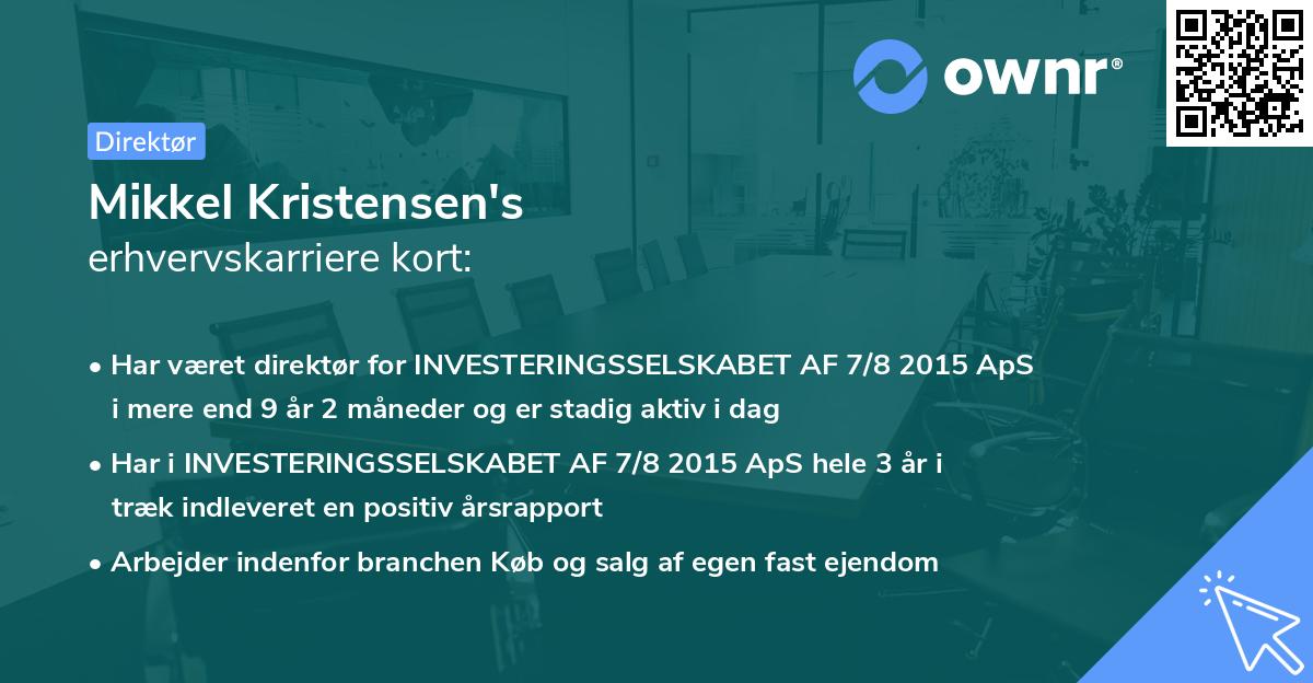 Mikkel Kristensen's erhvervskarriere kort