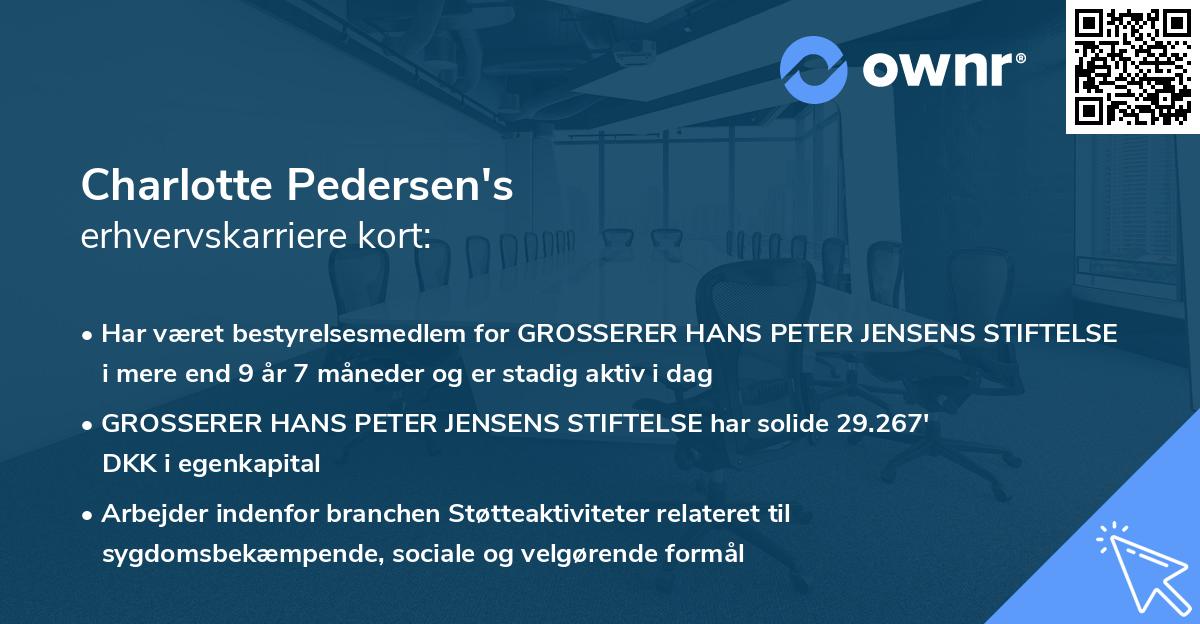Charlotte Pedersen's erhvervskarriere kort