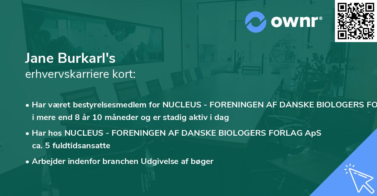 Jane Burkarl's erhvervskarriere kort