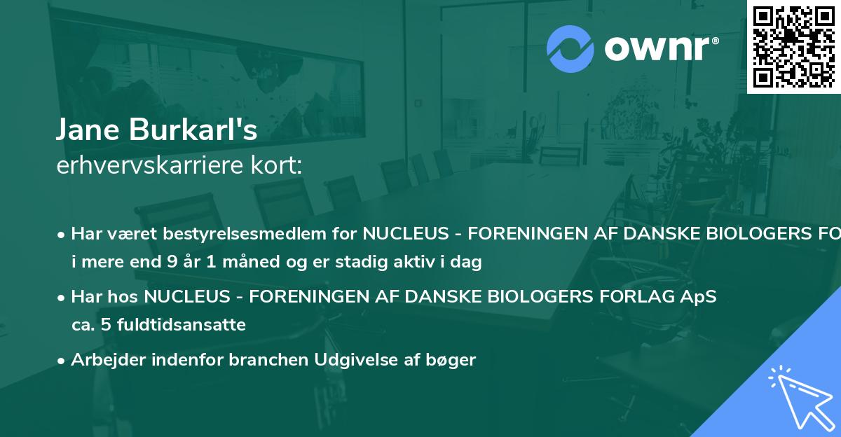 Jane Burkarl's erhvervskarriere kort