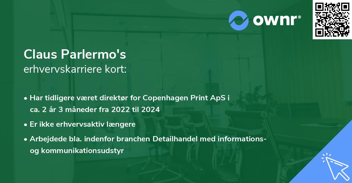 Claus Parlermo's erhvervskarriere kort