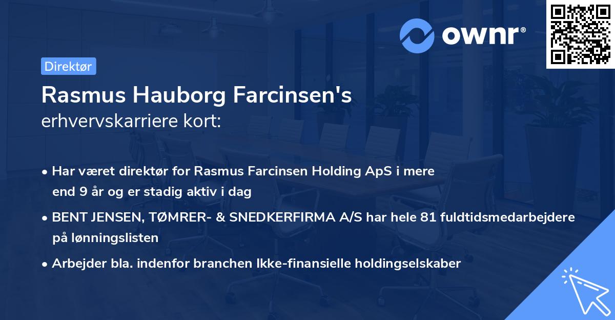 Rasmus Hauborg Farcinsen's erhvervskarriere kort
