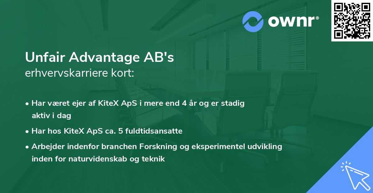 Unfair Advantage AB's erhvervskarriere kort