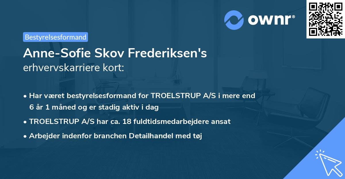 Anne-Sofie Skov Frederiksen's erhvervskarriere kort