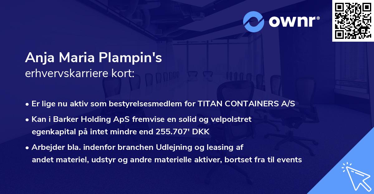 Anja Maria Plampin's erhvervskarriere kort