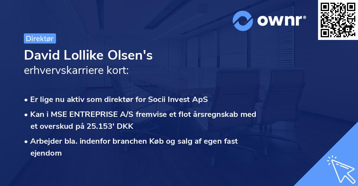 David Lollike Olsen's erhvervskarriere kort