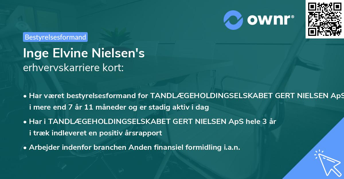 Inge Elvine Nielsen's erhvervskarriere kort