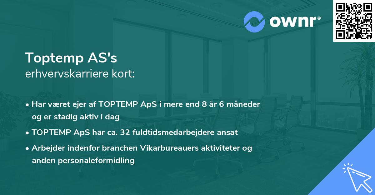 Toptemp AS's erhvervskarriere kort