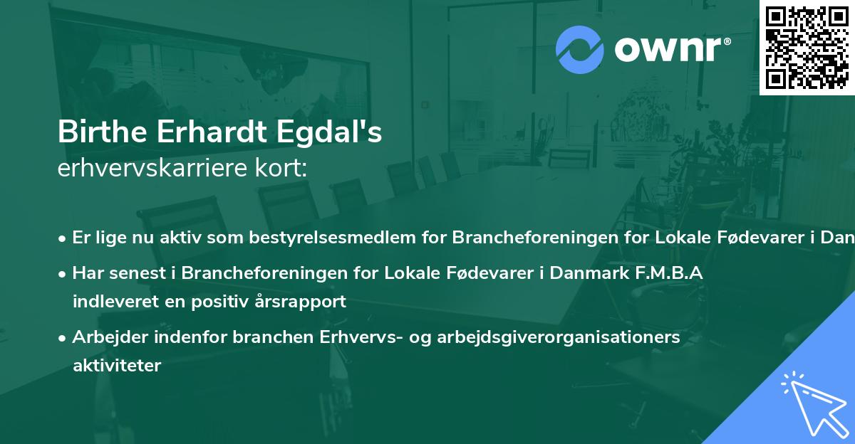 Birthe Erhardt Egdal's erhvervskarriere kort
