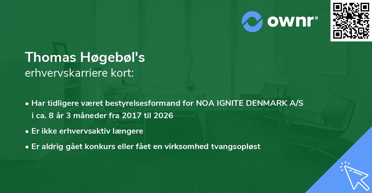 Thomas Høgebøl's erhvervskarriere kort