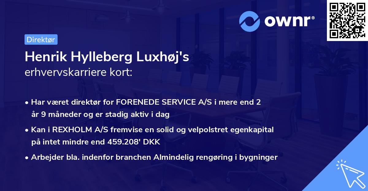 Henrik Hylleberg Luxhøj's erhvervskarriere kort