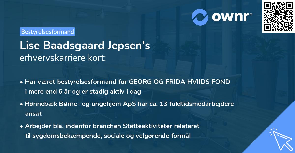 Lise Baadsgaard Jepsen's erhvervskarriere kort