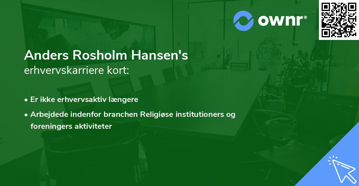 Anders Rosholm Hansen's erhvervskarriere kort