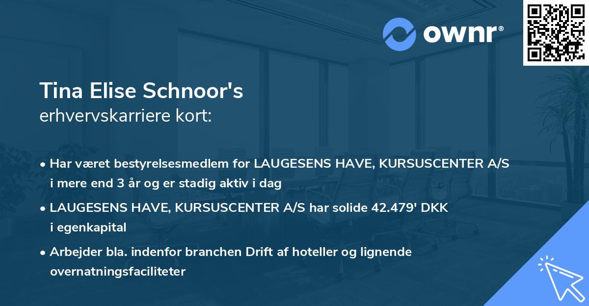 Tina Elise Schnoor's erhvervskarriere kort